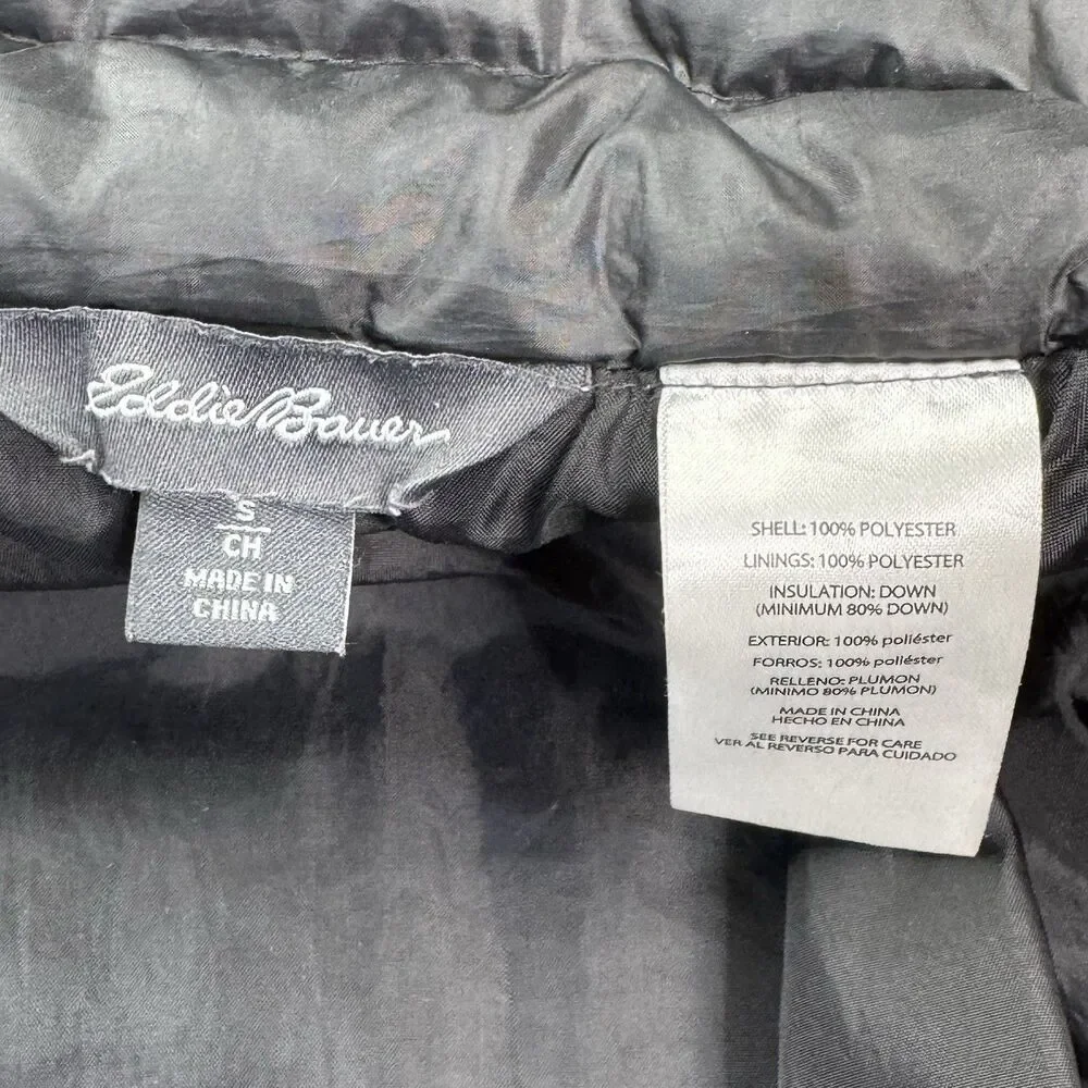 Eddie Bauer Down Puffer Jacket Men's Small Black EMJ0440S Packable
